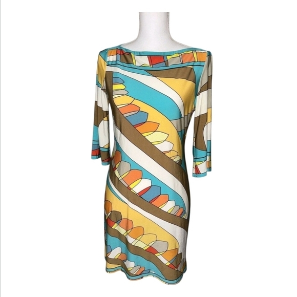 Donna Morgan Dresses & Skirts - Donna Morgan 3/4 Sleeve Kaleidoscope Print Shift Dress Size 10